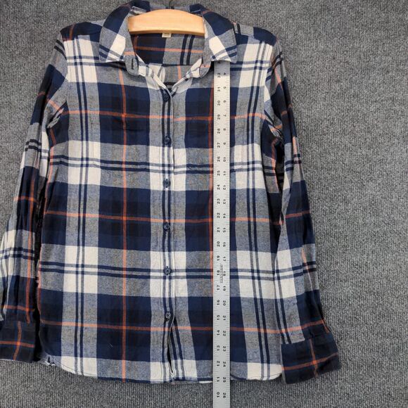 Woolrich Mens Button-Up Shirt Blue Plaid Medium Long Sleeve Chest Pockets - Picture 10 of 12